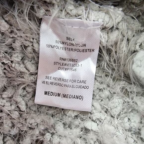 Windsor Sweater Womens M Gray Fuzzy Popcorn Knit Pullover Crop Stretch Casual - Picture 4 of 8